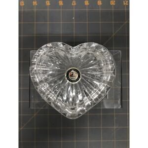 Vintage Hand cut Lead Crystal Heart shape Trinket Box Made in Yugoslavia